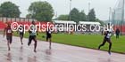 No 6 Edmond Amaning (TVH) wins from No. 8 Omoloulu Abidoun (WGEL) and No. 4 Marvin Popoola (HHH) 3rd in the 200 metres, British National League, Division 1, Gateshead. Photo: David T. Hewitson/Sports for All Pics